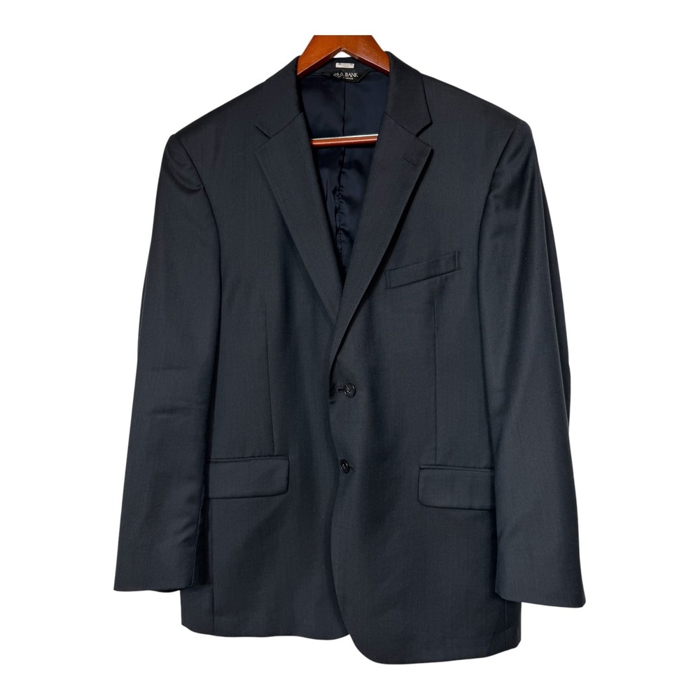 Jos A Bank Traveler's Collection Tailored Fit Men's 42R Navy 100% Wool Blazer